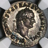 80 NCG XF Titus AR Denarius Roman Empire Tripod Dolphin Coliseum Pompeii Vesuvius (24100401C)