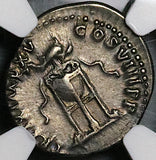 80 NCG XF Titus AR Denarius Roman Empire Tripod Dolphin Coliseum Pompeii Vesuvius (24100401C)