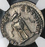 80 NCG XF Titus AR Denarius Roman Empire Tripod Dolphin Coliseum Pompeii Vesuvius (24100401C)