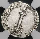114 NGC Ch VF Trajan's Column Denarius Roman Empire Dacian War Military Monument (25070903C)