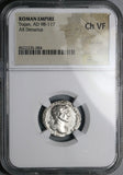 114 NGC Ch VF Trajan's Column Denarius Roman Empire Dacian War Military Monument (25070903C)