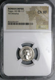 103 NGC Ch XF Trajan Denarius Roman Empire Dacian Captive Sword Shield (25080101C)