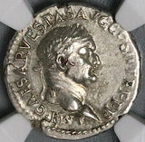 70 NGC Ch XF Vespasian Denarius Roman Empire Denarius Ephesus Titus Domitian (24081101C)