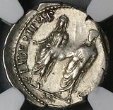 70 NGC Ch XF Vespasian Denarius Roman Empire Denarius Ephesus Titus Domitian (24081101C)