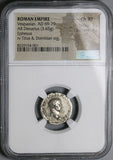 70 NGC Ch XF Vespasian Denarius Roman Empire Denarius Ephesus Titus Domitian (24081101C)