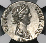 69 NGC Ch VF Star Vespasian Denarius Roman Empire Rare Ephesus Pax Bust (24120503C)