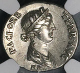 69 NGC Ch VF Star Vespasian Denarius Roman Empire Rare Ephesus Pax Bust (24120503C)