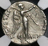 71 NGC Ch VF Vespasian Denarius Roman Empire Rare Ephesus Mint Victory (24080201C)