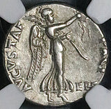 71 NGC Ch VF Vespasian Denarius Roman Empire Rare Ephesus Mint Victory (24080201C)