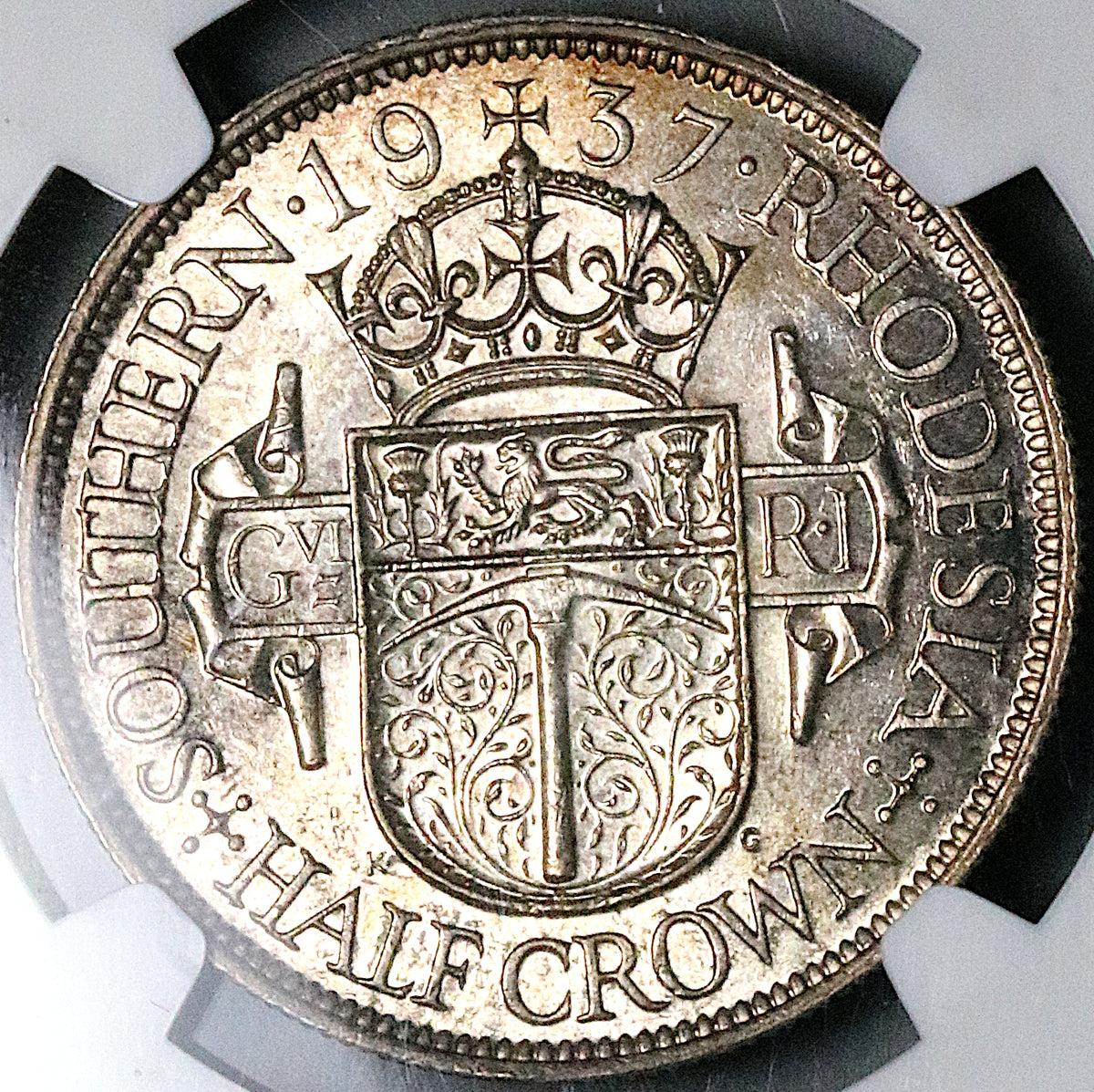 1937 NGC AU 58 Southern Rhodesia 1/2 Crown George VI Sterling