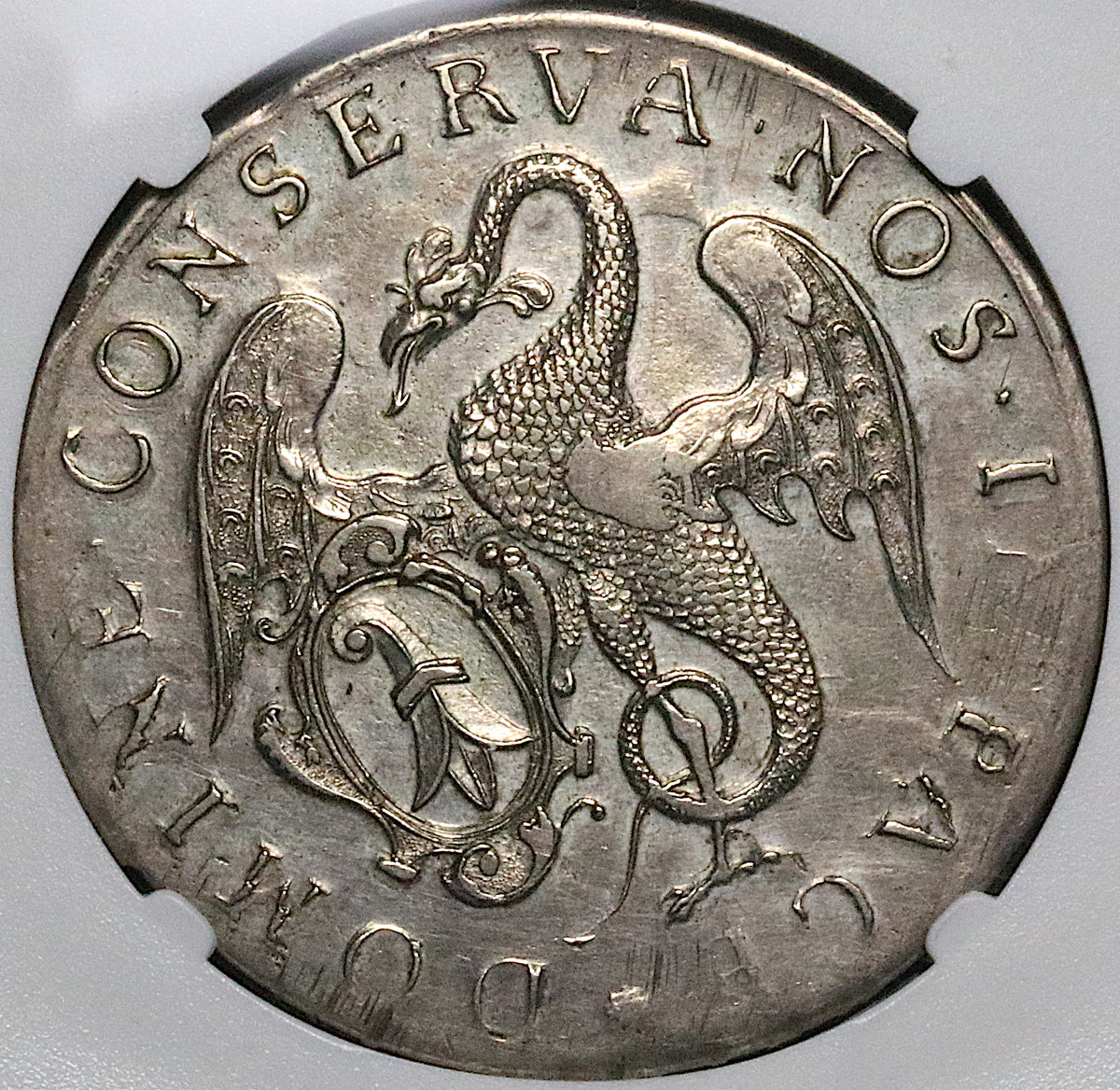 1741 NGC XF Basel Thaler Dragon City View Swiss Canton Silver Coin