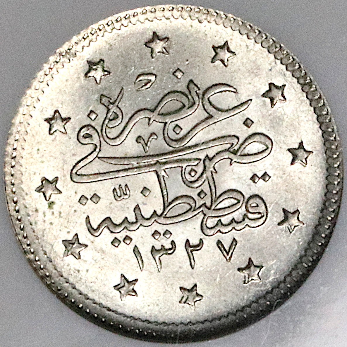 1914 NGC MS 64 Ottoman Turkey 2 Kurush 1327/6 Sultan Silver