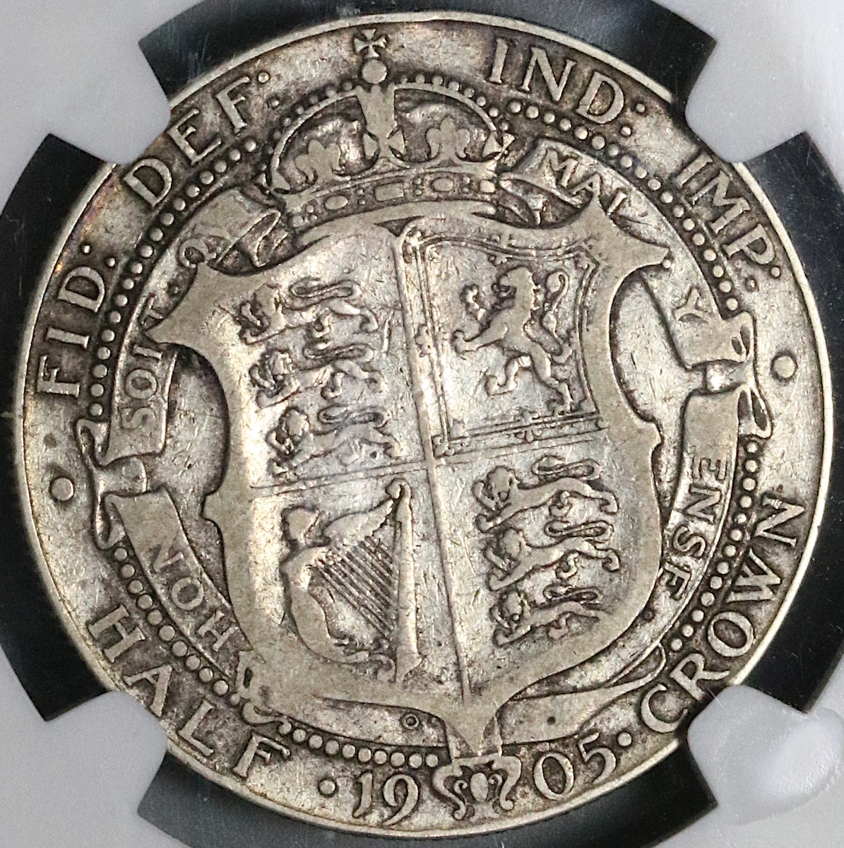 1905 NGC F 12 Edward VII 1/2 Crown Great Britain Key 166k Silver