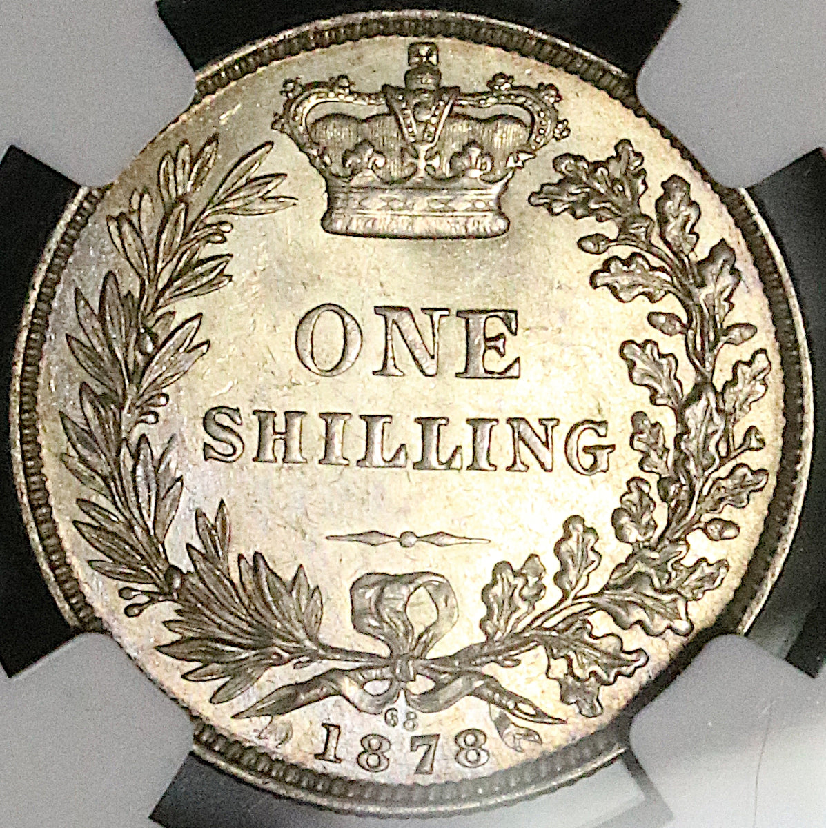 英国Victorian starling silver刻印マッチケ-ス 1878 NGC MS 62 Victoria Shilling Great Britain Die 68 Silver Coin