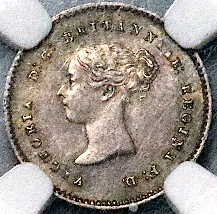 1861 6/1 NGC AU58 Great Britain 2 Pence Mint Error Maundy Silver