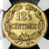 1944 NGC MS 64 Venezuela 12 1/2 12.5 Centimos Horse Mint State Coin (25061503C)