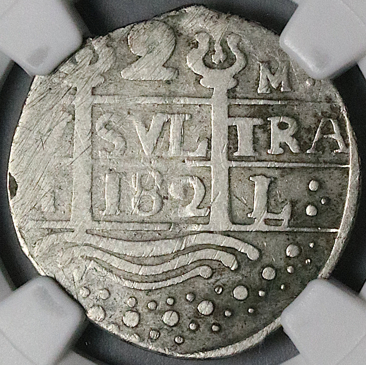 182 NGC VF Macuquina 2 Reales Venezuela Royalist Republican Rare