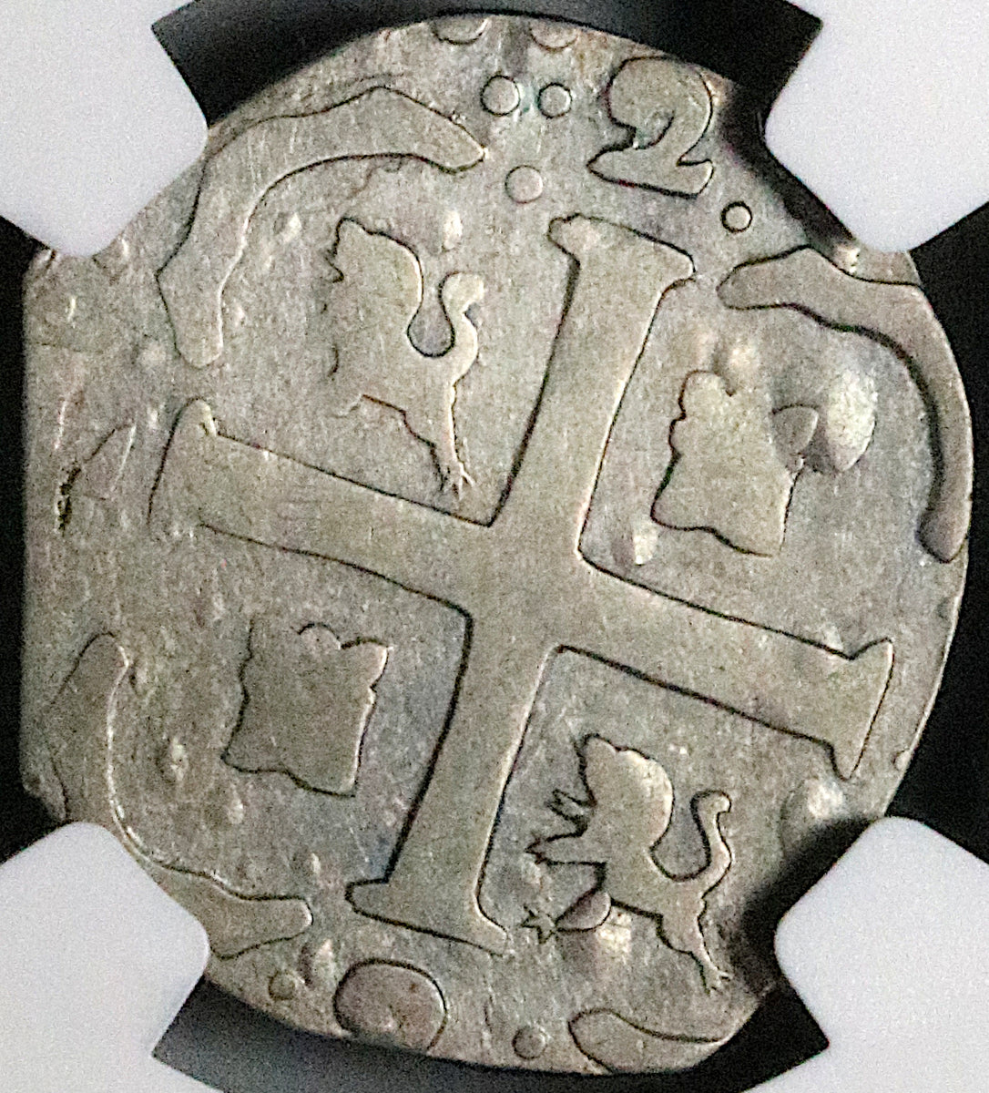 471 NGC VF Macuquina 2 Reales Venezuela Royalist Republican Rare
