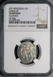 471 NGC VF Macuquina 2 Reales Venezuela Royalist Republican Rare Coin (24111002D)