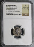 77 NGC VF Domitian Roman Empire Denarius Caesar on Horseback 5/5 4/5 (17120701D)