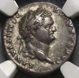 77 NGC VF Domitian Roman Empire Denarius Caesar on Horseback 5/5 4/5 (17120701D)