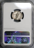 117 Hadrian NGC Ch XF Roman Empire Denarius Pax Superb Portrait (21082306C)