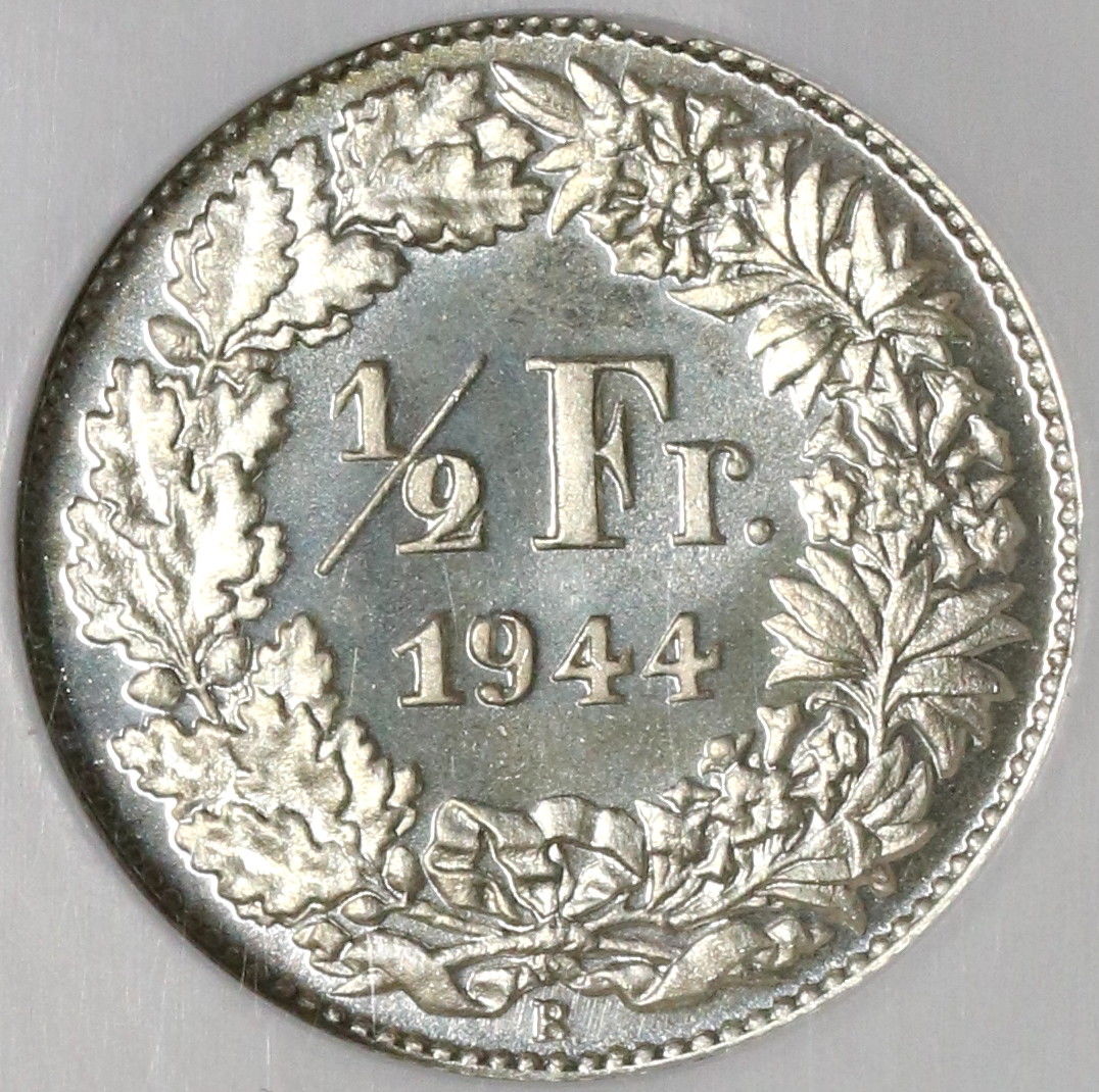 種蒔き時 フランス語 Foil PSA 1944 NGC SP67 Switzerland 1/2 Franc Key Specimen Swiss
