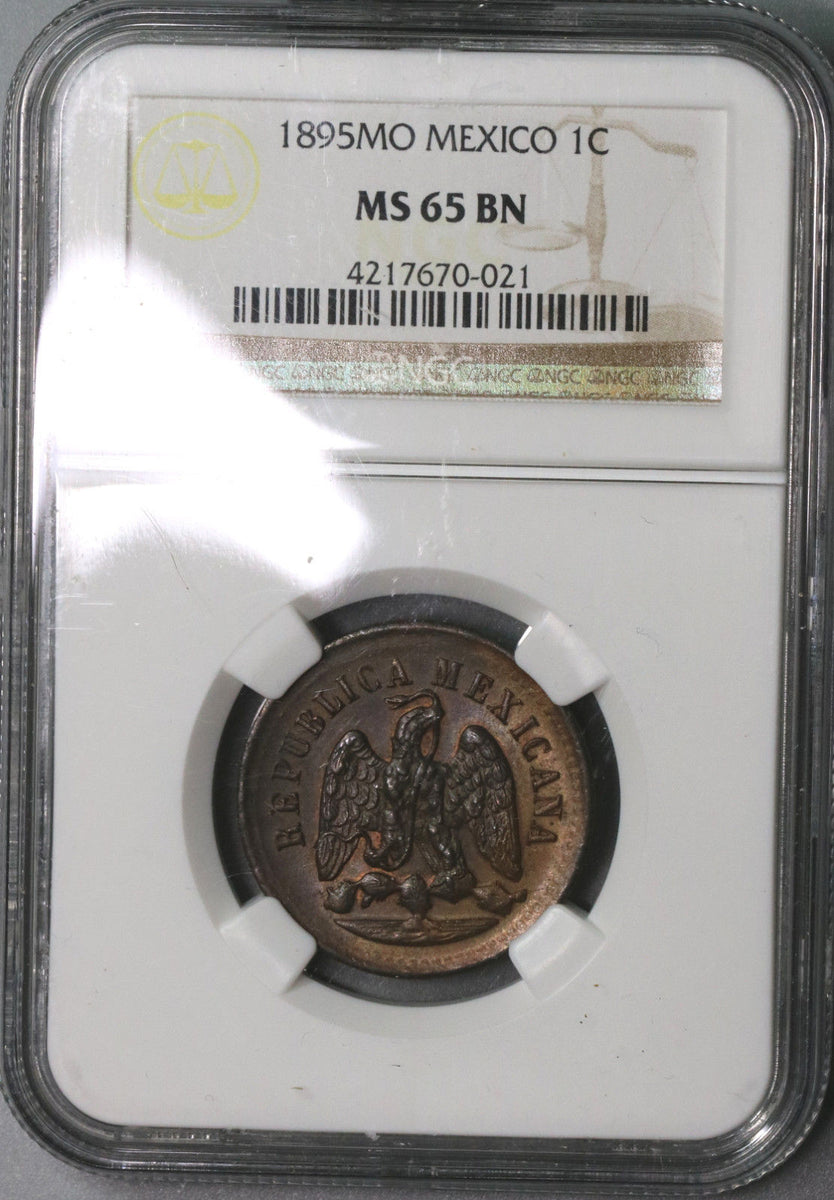 1895 NGC MS 65 Mexico 1 Centavo Copper Coin (18082601C) – Caesar's