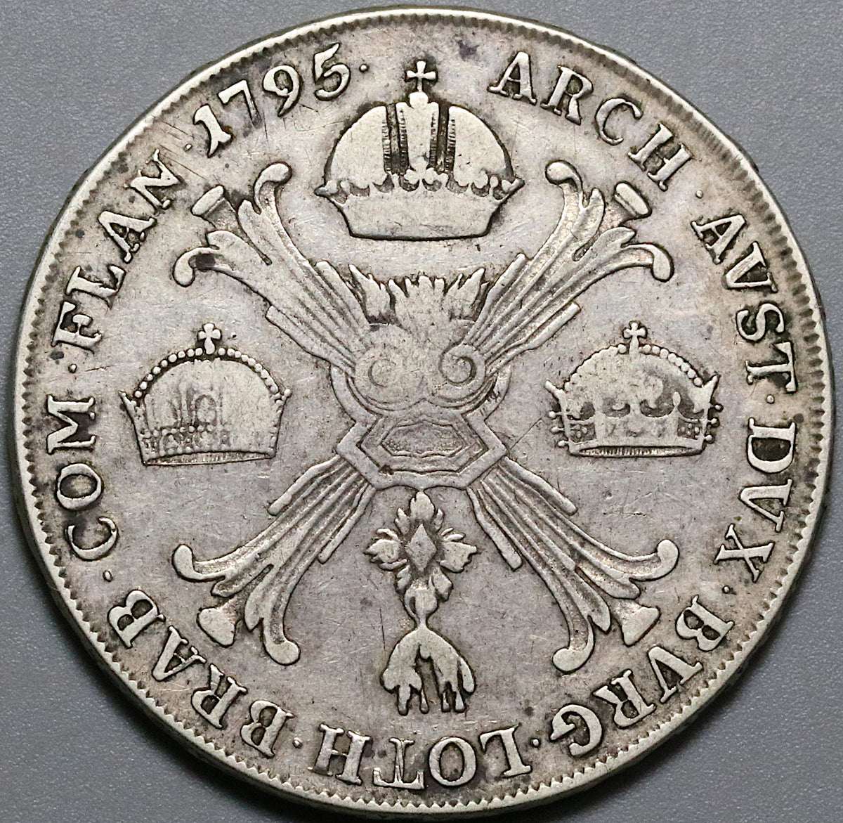 1795-H Austria Netherlands Kronenthaler Franz II Gunzburg Silver