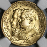 1922 NGC MS 65 Brazil 500 Reis Independence Centennial Commemorative Coin (20103103C)