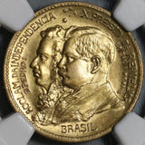 1922 NGC MS 65 Brazil 500 Reis Independence Centennial Commemorative Coin (20103103C)