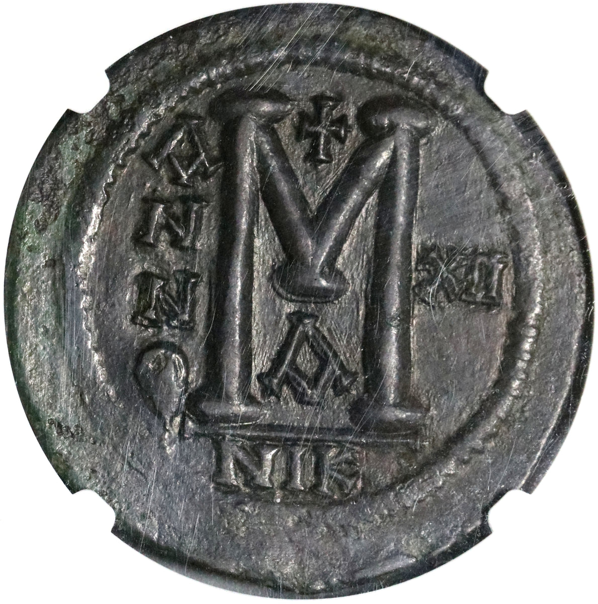 538 NGC AU Justinian I Byzantine Empire Follis Nicomedia Mint