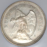 1927-SO NGC MS62 Chile Silver Five Pesos Condor Bird Coin (20110602C)