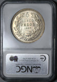 1927-SO NGC MS62 Chile Silver Five Pesos Condor Bird Coin (20110602C)