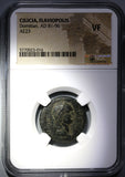 82 NGC VF Domitian Cilicia Flaviopolis Tyche Seated River God AE23 (20080302C)