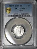 1929-BP PCGS MS-63 Egypt Silver 2 Piastres Fuad I AH 1348 Coin (21022301C)