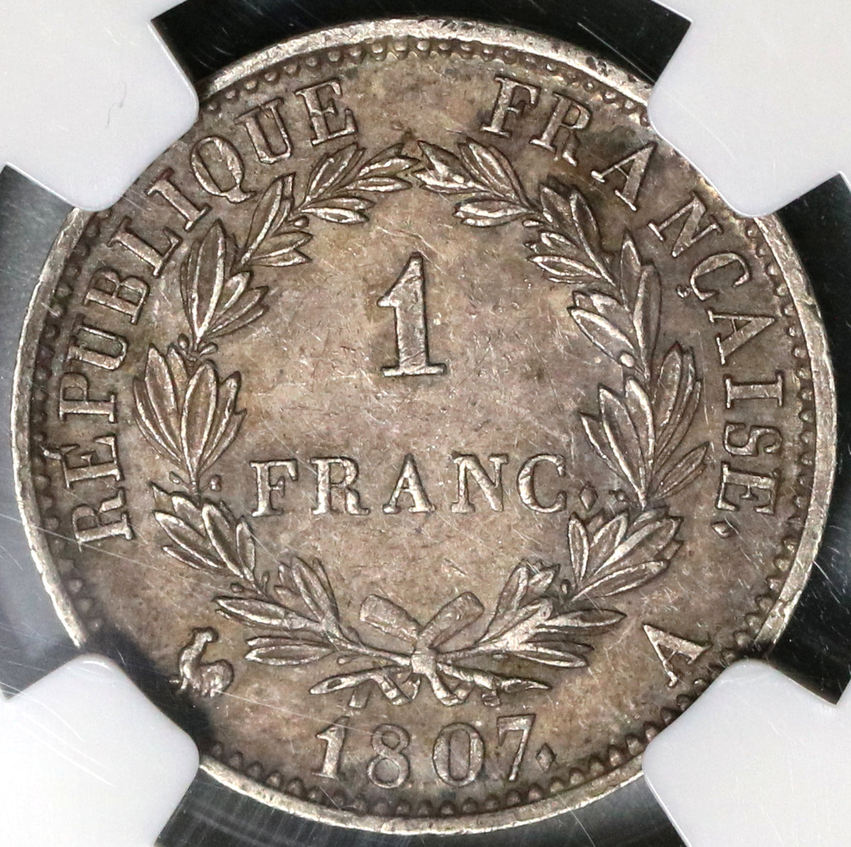 1807-A NGC AU 55 France Napoleon 1 Franc Rare Paris Mint Silver