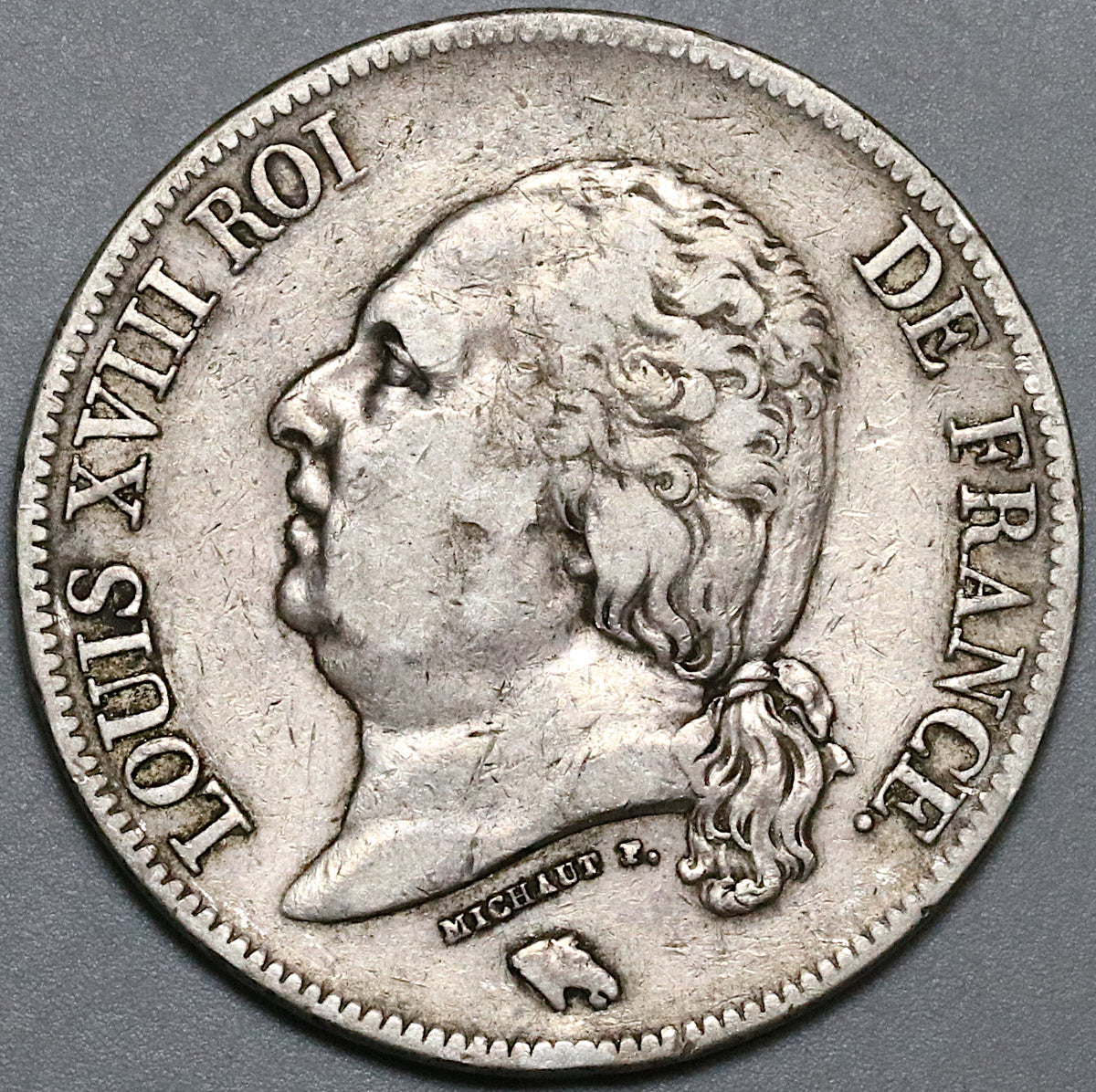 1823-A France Louis XVIII 5 Francs VF Paris Silver Coin (22013005R