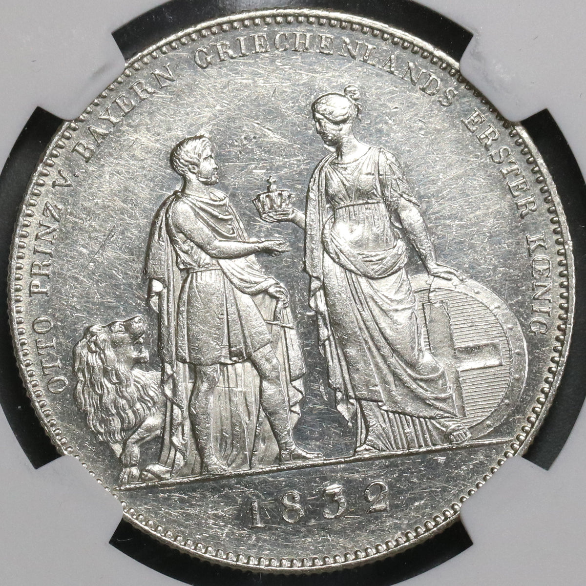 1832 NGC AU 55 Otto King of Greece Bavaria Taler German State Coin