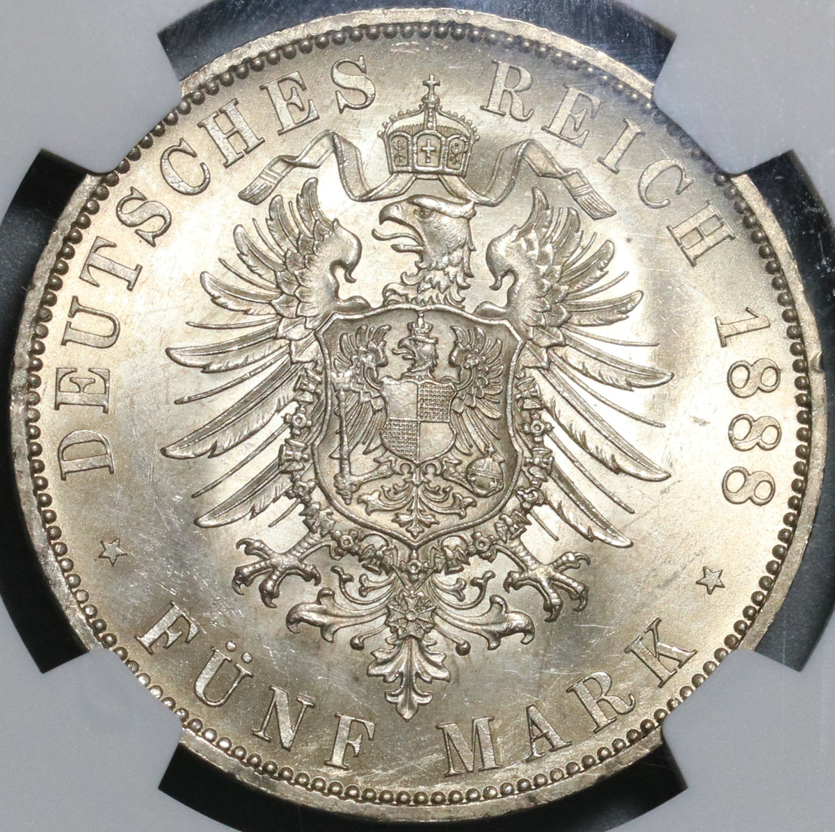 1888 NGC MS 63 Prussia 5 Mark Friedrich III German State Silver Coin  (21062801C)