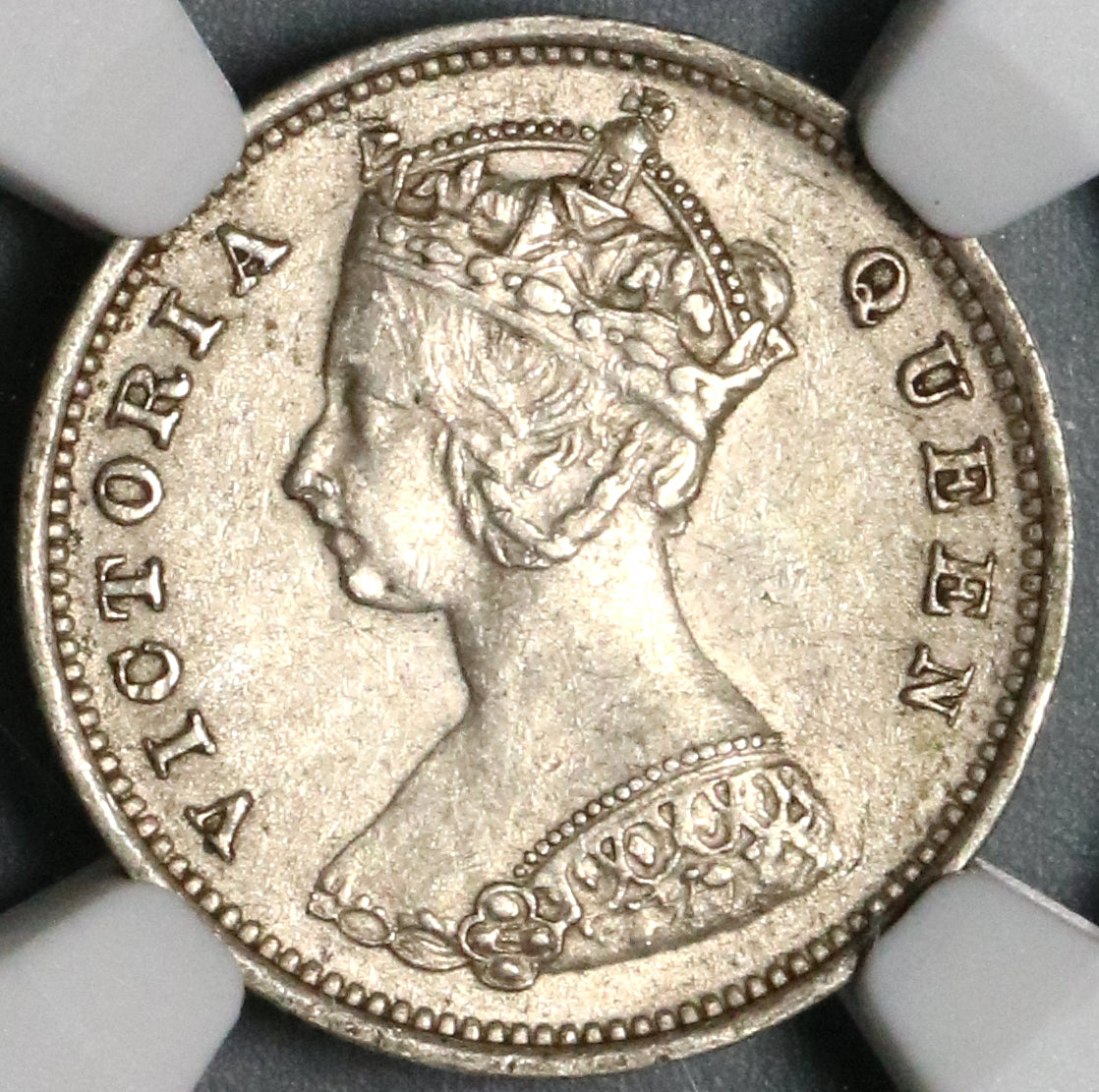 1900 NGC AU 58 Hong Kong Victoria 10 Cents Silver NOT Heaton
