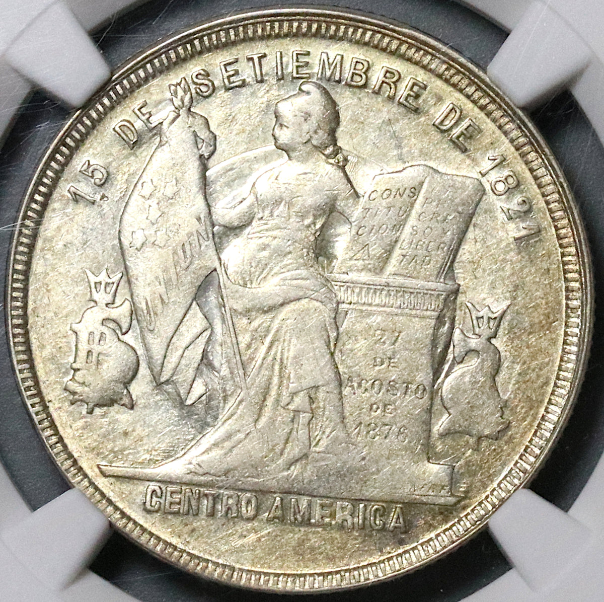 1908/897 NGC AU 55 Honduras 50 Centavos Overdate Rare Silver