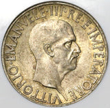 1936 NGC AU 55 Italy 10 Lire Silver Roma Ship Victory Coin (21010103C)