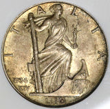 1936 NGC AU 55 Italy 10 Lire Silver Roma Ship Victory Coin (21010103C)