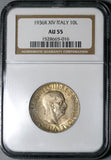 1936 NGC AU 55 Italy 10 Lire Silver Roma Ship Victory Coin (21010103C)