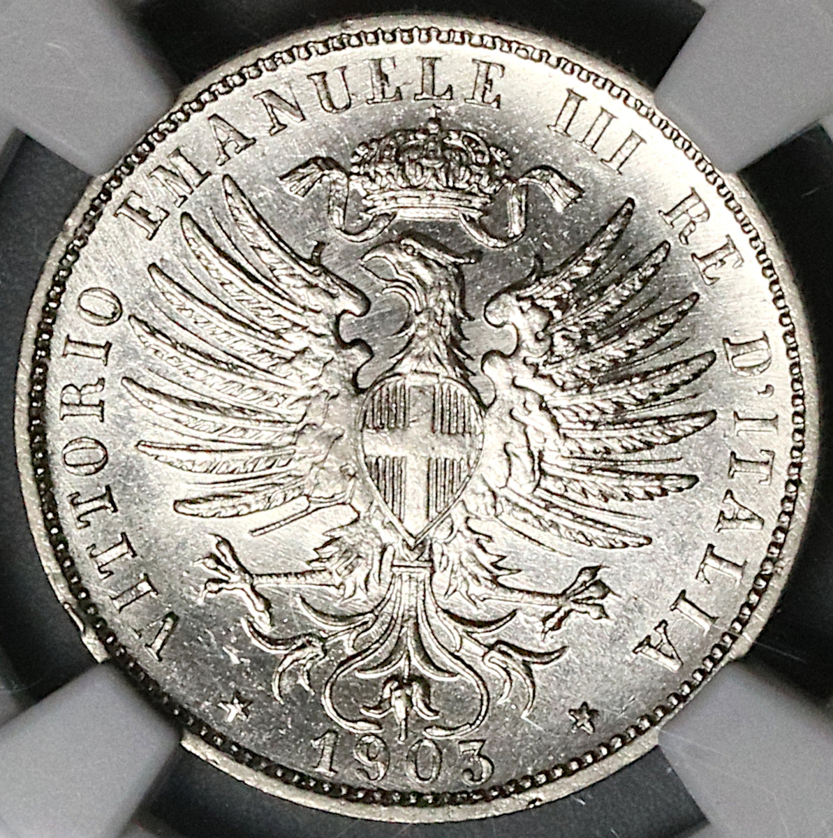 1903-R NGC MS 63 Italy 25 Centesimi Savoy Eagle Mint State Coin (22101302C)
