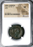 114 NGC XF Trajan Laodicea Ad Mare AE26 Tyche Bust Fortuna (21012203C)