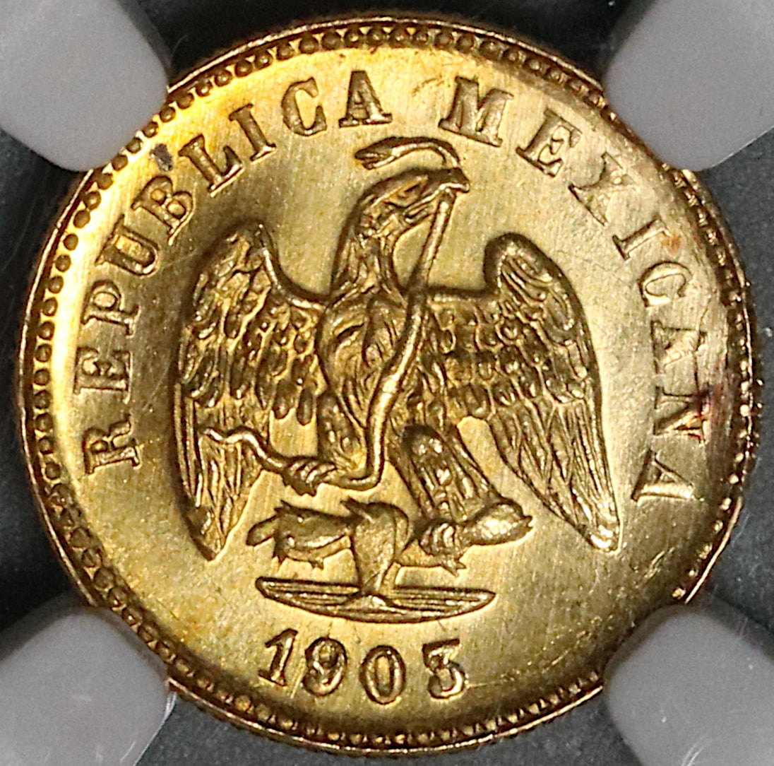 1903-Mo NGC MS 65 Mexico Gold 1 Peso Gem Mint State Coin