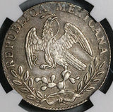 1851-Mo NGC AU Det Mexico City 2 Reales Rare Cap Rays Silver Coin (21100904C)