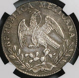 1851-Mo NGC AU Det Mexico City 2 Reales Rare Cap Rays Silver Coin (21100904C)